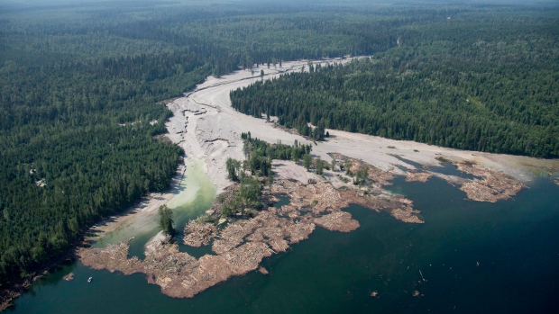 Toxic contents from a tailings pond flowed down Hazeltine Creek into Quesnel Lake near the town of Likely, B.C. on Aug. 5, 2014..jpg